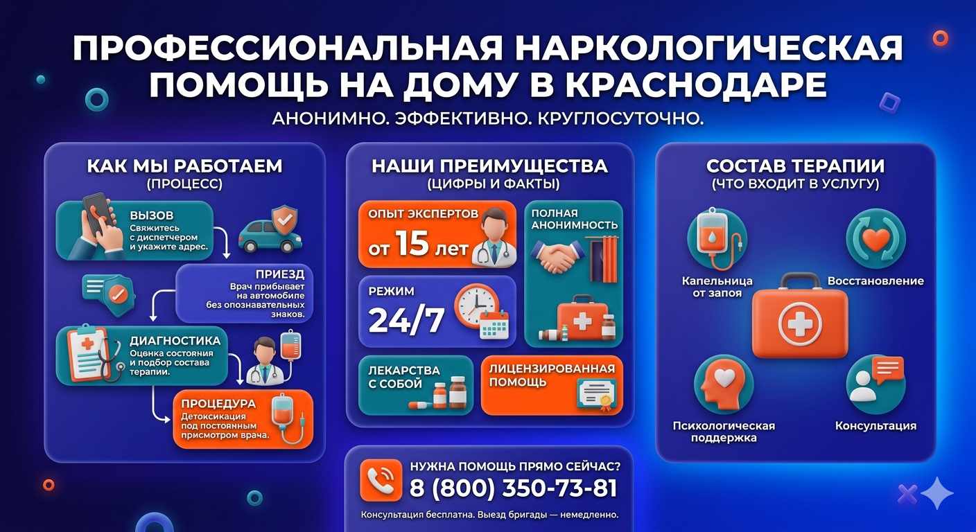Инфографика о принципах лечения алкоголизма на дому в Ливнах: этапы вызова нарколога, преимущества анонимной детоксикации и состав медицинской помощи.